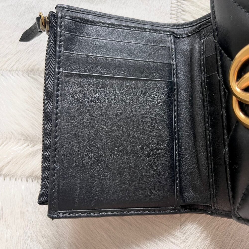 Gucci GG Marmont Matelassé Black Leather Trifold Wallet - Picture 13 of 13